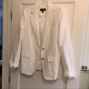 J.Crew white linen blazer, gold buttons, 8